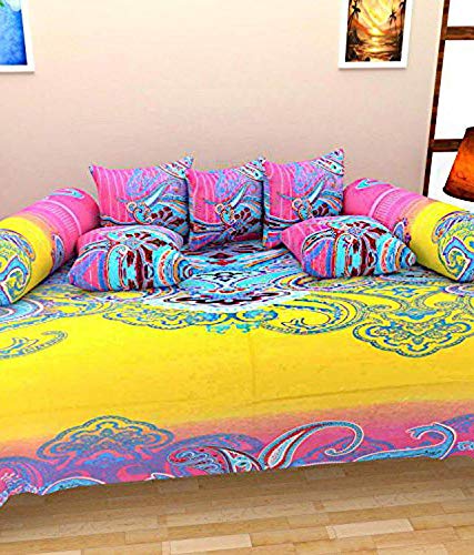160 TC Cotton Diwan 1 Single Bedsheet (90 X 60 Inches, Multicolour) - Set of 8