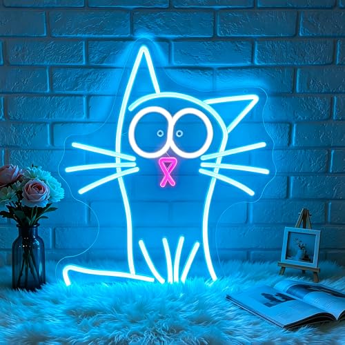 Image of Neon Sign, Cat Neon Signs for Wall Decor - Dimmable LED Signs for Bedroom, Kids Room, Living room, Home Decor - USB Powered Light Up Sign Decorations Gift