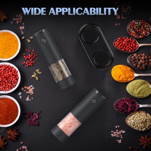 Image of Electric Salt and Pepper Grinder Set Automatic Battery Pepper Mill Shakers Adjustable Coarseness Upgraded Larger Capacity with Led Home and Kitchen Appliances(Dark Gray)