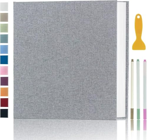 Photo Album Self Adhesive Pages Scrapbook 60 Pages, 13.2x12.8 Grey