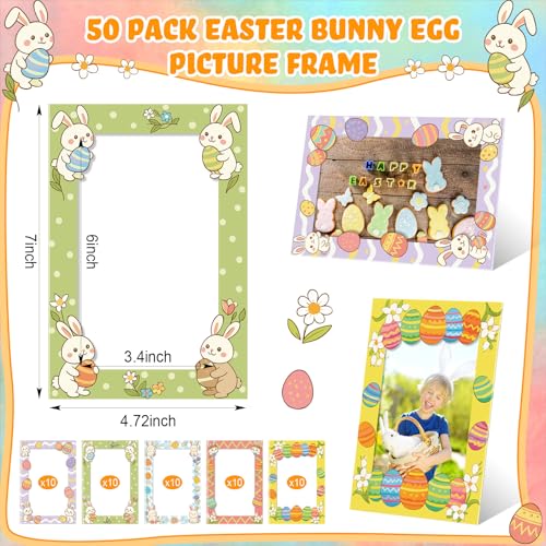 Image of AmazingSpark 50 Pack Easter Picture Frame 4 x 6 Paper Photo Ornament Bulk Bunny Egg Cardboard Photo Gifts for Easter Tabletop Spring Party Decor Seasonal Holiday Gift Boxes
