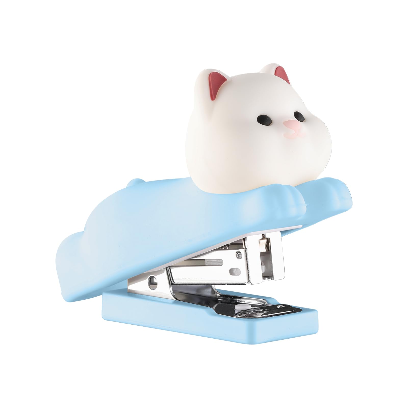 Honagu Mini Cute Animal Stapler with Staples, Cartoon Stereoscopic Silicone (PVC) Stapler, Labor-Saving Office Supplies for Students Kids (Blue Puppy)