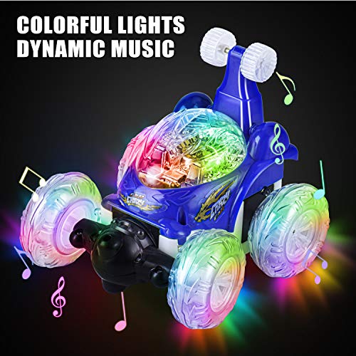 UTTORA Remote Control Car,RC Cars Toy for Kids, High Speed RC Stunt Car for Boys&Girls 360 Rotating Off Road Stunt Car Outdoor Electric RC Truck Rechargeable RC Car for Kids Adult (Blue) - Thumbnail 2