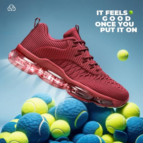 Image of Luogoks Womens Walking Running Shoes Air Cushion Basketball Sneakers Fashion Tennis Breathable Sport Gym Fitness Cross Trainers Shoes