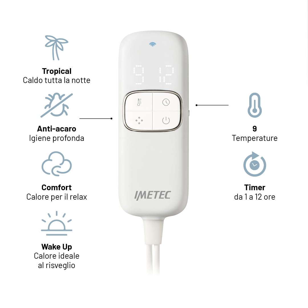 Imetec Comando Adapto Advanced per Scaldasonno Adapto/Maxi – Rendi Smart il Tuo Scaldasonno: Connettività Wi-Fi e Programmazione con Alexa per il Controllo da Remoto, oltre al Comando Manuale