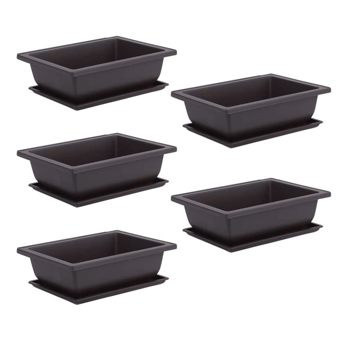 Macetas para Interiores, Maceta para bonsái, 10 Unidades, Maceta Cuadrada de plástico con platillo, macetas de jardín de 6,3x4,7x2,3 Pulgadas para Cultivo de Flores suculentas