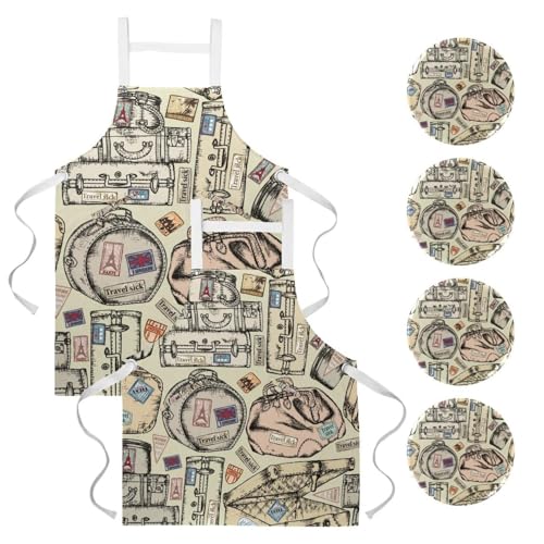 Tablier de serveuse vintage pour cuisine et pâtisserie lot de 2 multicolore