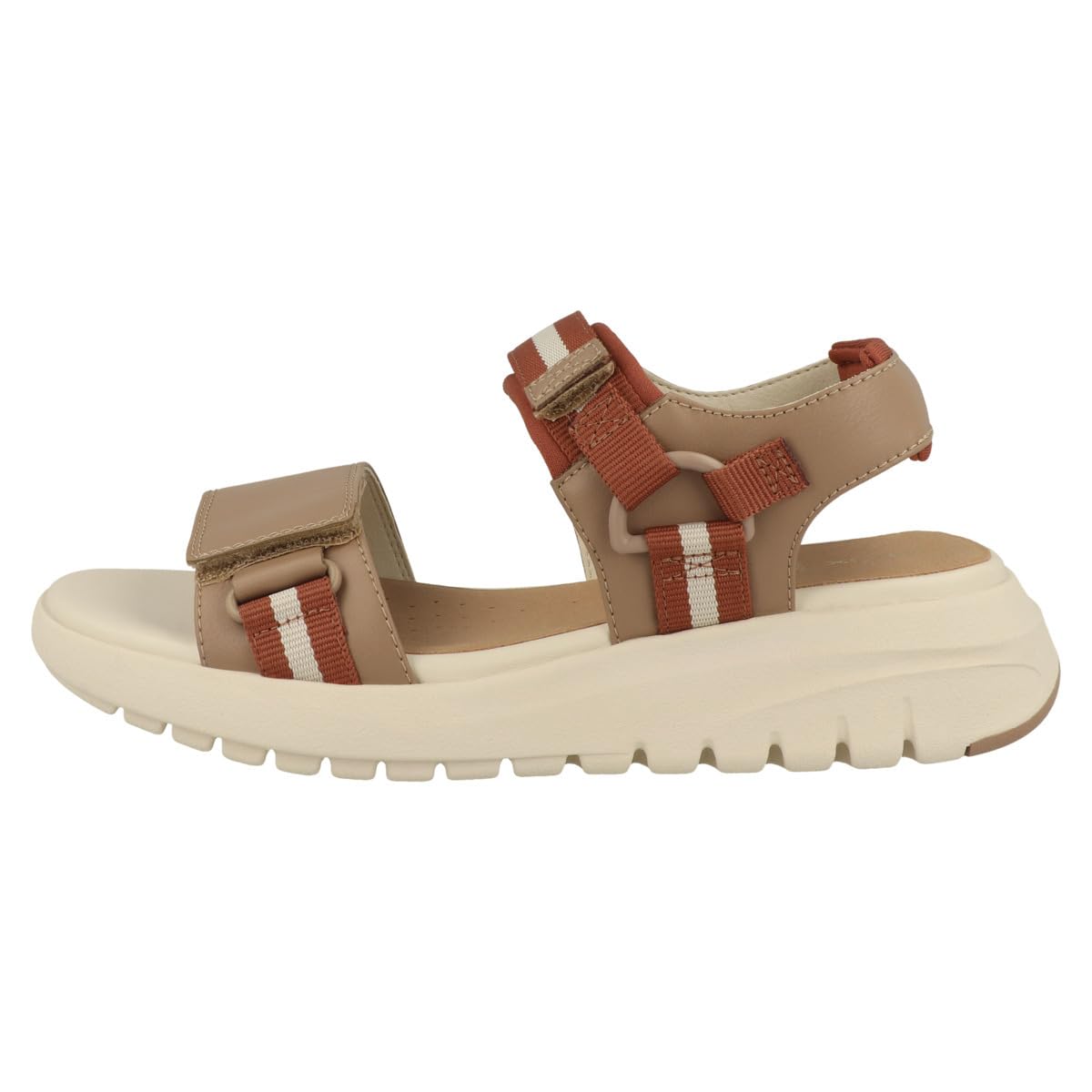 Geox Women's D Flexride S C Wedge Sandal, Beige/Brick, 39 EU