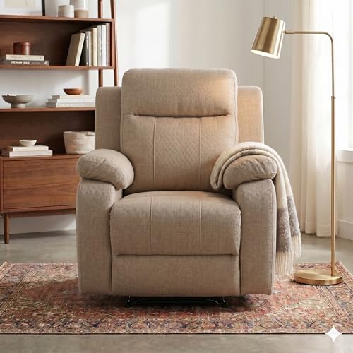 Image of Amazon Brand - Solimo Elira | Single Seater Sofa Recliner | Manual Recliner (Velvet Beige)