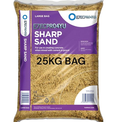 Sharp Sand, Construction and Landscaping, 25KG Major Bag, Natural Product, Suitable For Screeding And Rendering For Laying Slab And Block Work (5 BAGS 125KG)