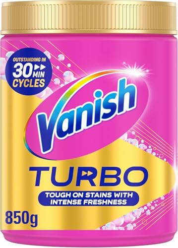 Vanish Turbo Stain Remover Powder 850g Boosted Oxi Action for Quick Wash Removes Stains Safe on Colours & White