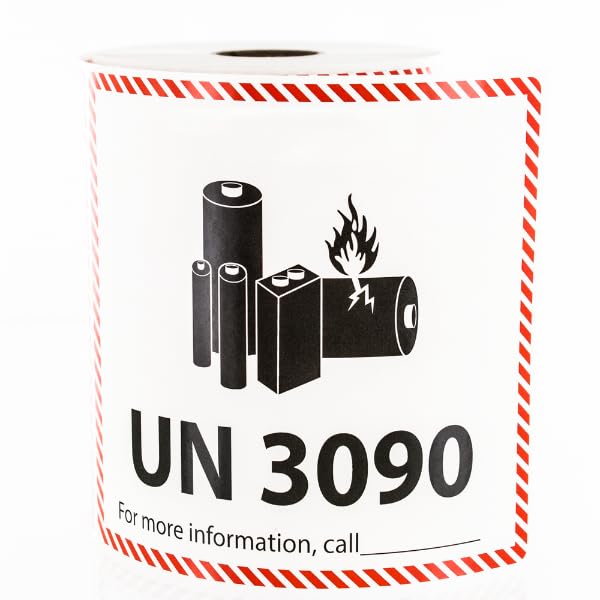 LabelValue UN 3090 Lithium Battery Handling Labels - 300 Adhesive Labels Per Roll
