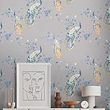 Vogeltapete Grau Blau - Livingwalls House of Turnowsky 389065 - Tapete Floral Vliestapete - 10,05 m x 0,53 m Made in Germany