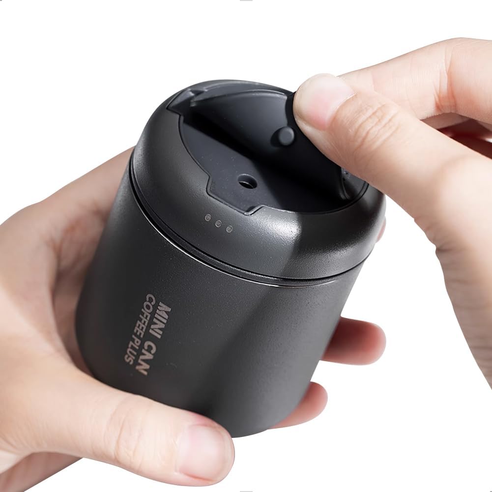 Watchget Black Portable Mini Airtight Coffee Canister - 80Ml Stainless Steel Coffee Bean Storage With Co2 Releasing Valves, Compact And Travel-Friendly Container For 30-35G Beans, Grounds, Dark
