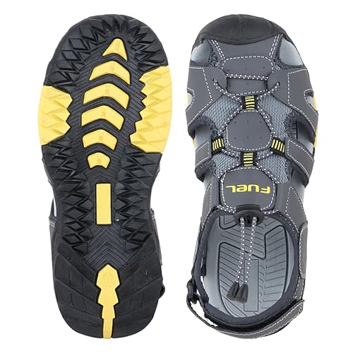 Image of FUEL Warrior Men's Fisherman Sandals - Comfortable, Breathable & Flexible Outdoor Sandals with Protective Toe, Anti-Skid Sole - Stylish Casual Beach & Sports Footwear (Black-P-Green)