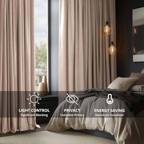 HPD Half Price Drapes Signature Velvet Thermal Blackout Curtains for Living Room 108 Inch Long (1 Panel) Rod Pocket Insulated Blackout Curtains for Bedroom Window Curtains, 50W x 108L, Rosey Dawn