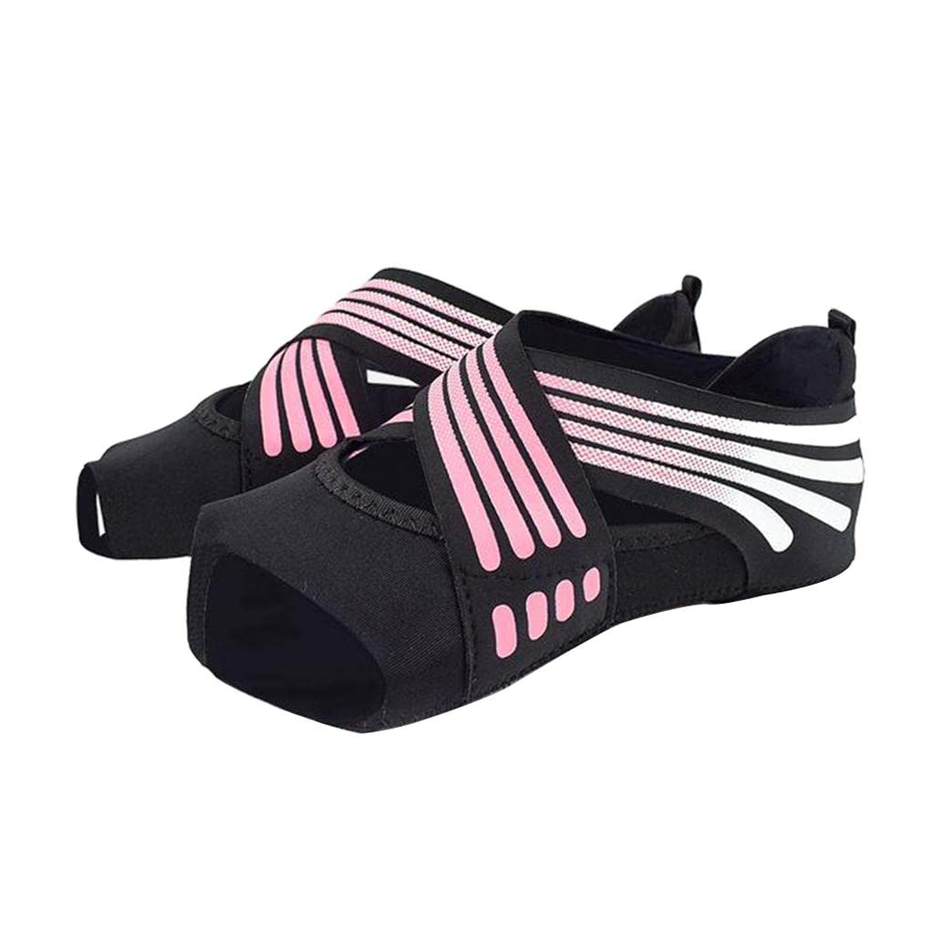 SHOPORA Non Skid Women Barre Yoga Shoes Pilates Grip Socks Flexible Machine Wash Pink L | Womens Shoes | Athletic