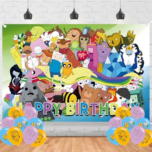 Time of Adventure Birthday Backdrop Time of Adventure Banner Poster for Cartoon Theme Party Decorations Anime Birthday Supplies Background Studio Shoot Photo Props