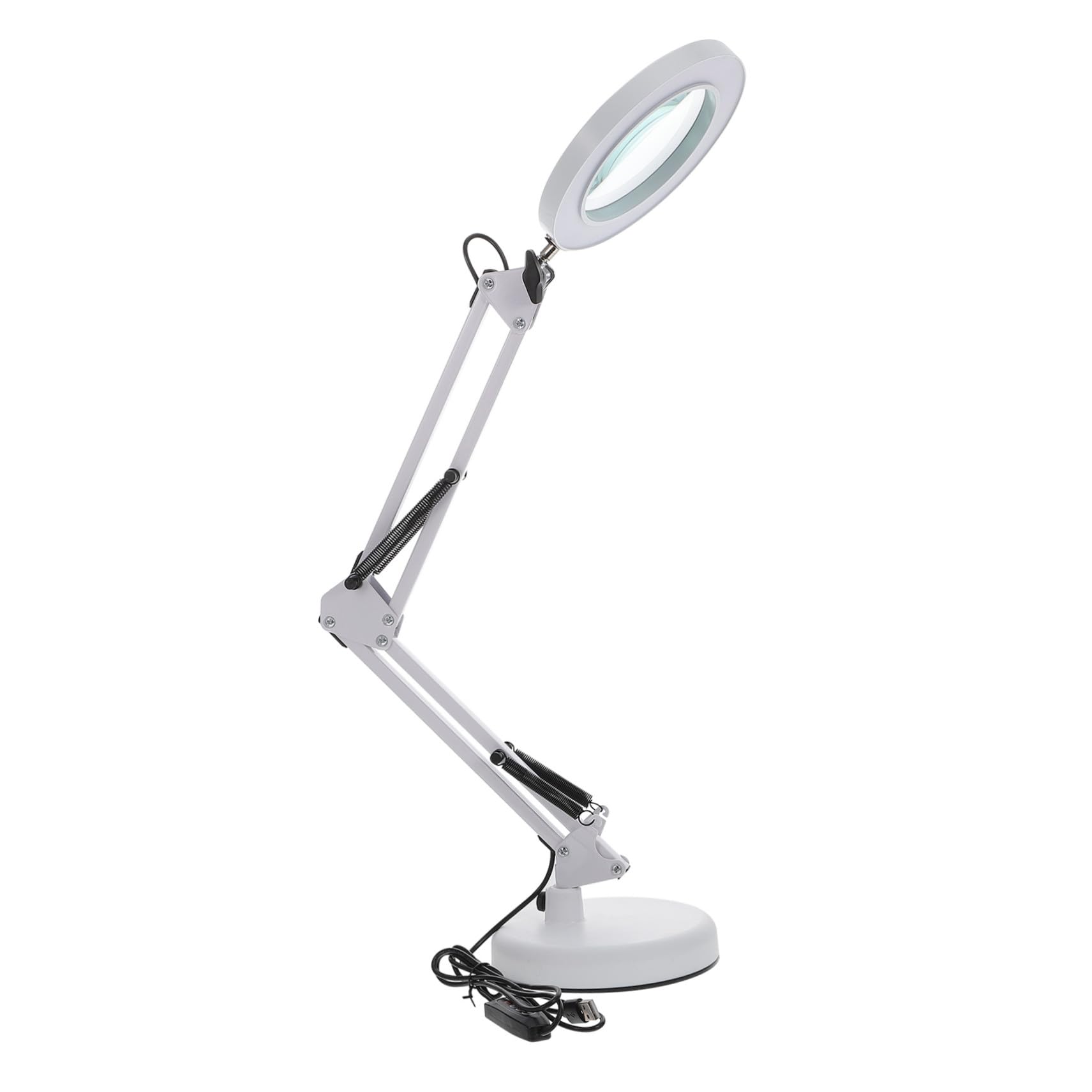 Lámpara de Aumento LED Plegable 5x Luz Clara y Base Ajustable, Luz Multifunción para Manicura, Belleza y Estudio, Lámpara de Lupa para Esteticistas, 1 Unidad