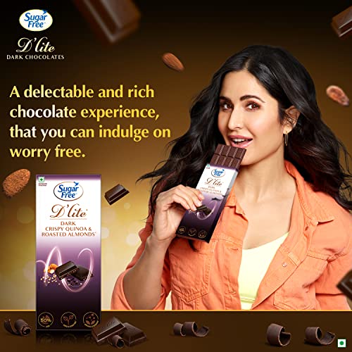 Image of Sugar Free D'lite Quinoa & Almonds Dark Chocolate Bar, 80 Grams (Pack of 6)
