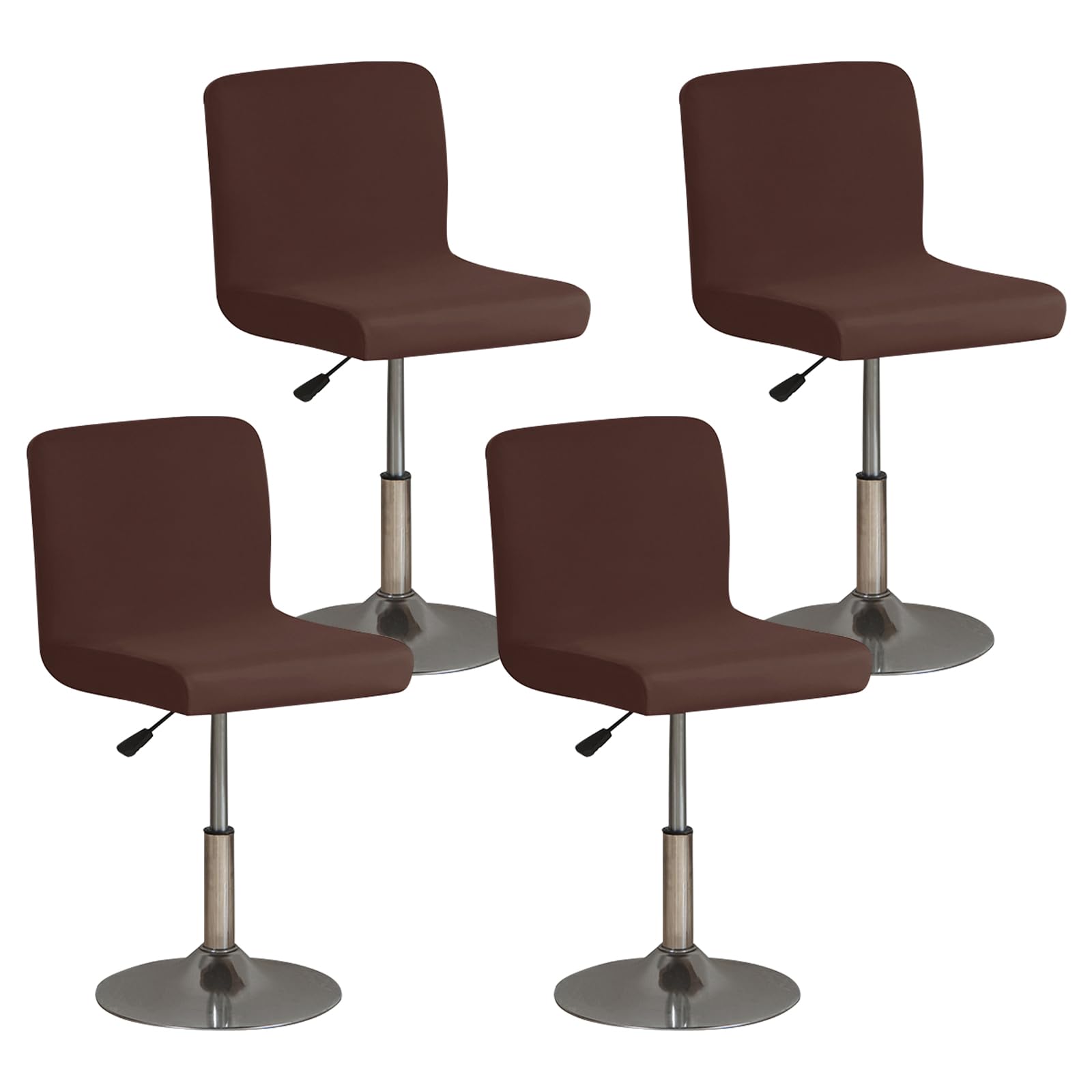 MeYuxg Bar Stool Covers with Backs,4 Pack Stretch Washable Bar Stool Chair Covers,Square Seat Stool Covers for Swivel Chair Dining Chair Counter Stool Pub Chair, Furniture Chair Cover-Coffee Brown