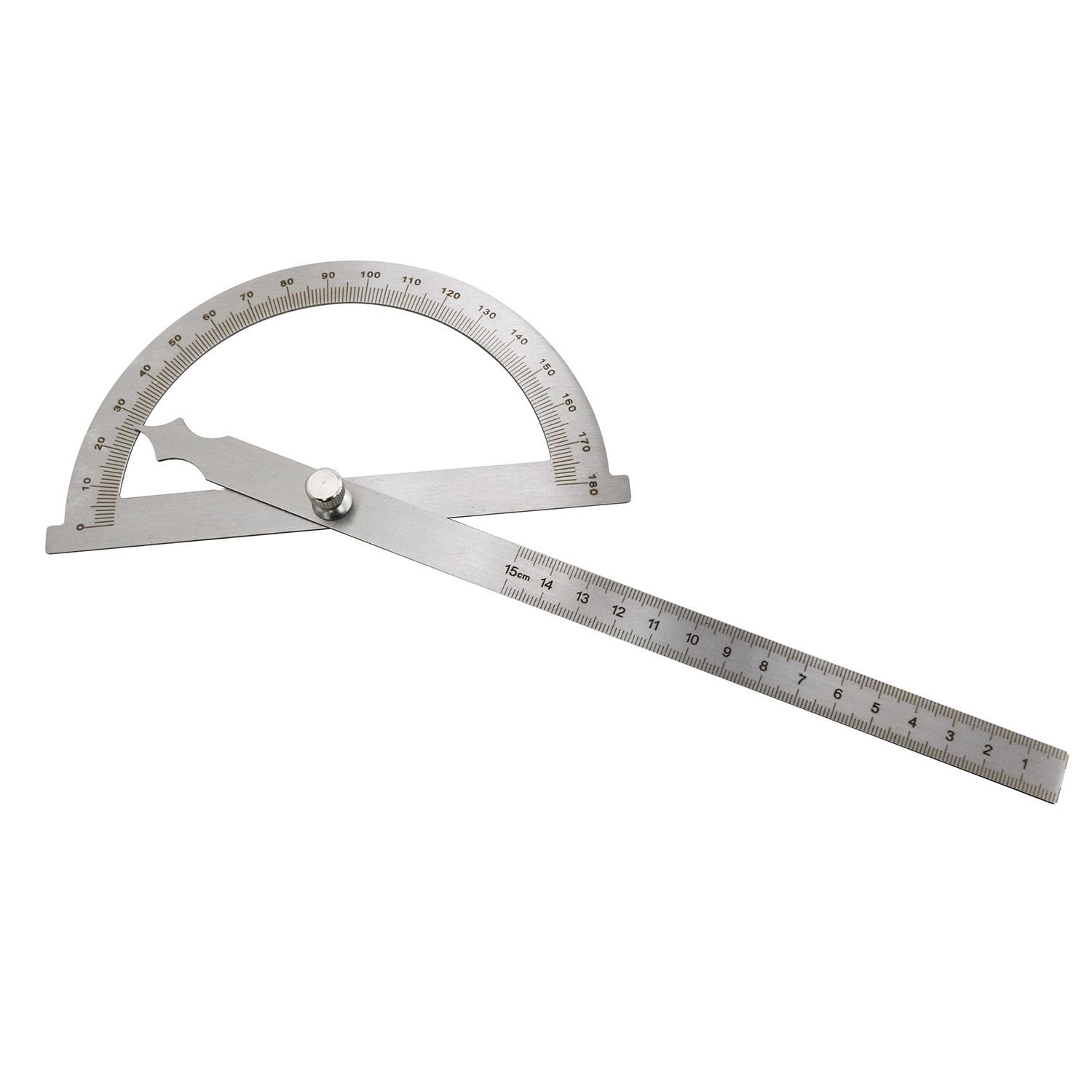 Haidong Angle Measuring Instrument Stainless Steel Protractor 0-180 Degree Rotary Arm Measuring Ruler Woodworking Degree Protractor(15cm)1PCS