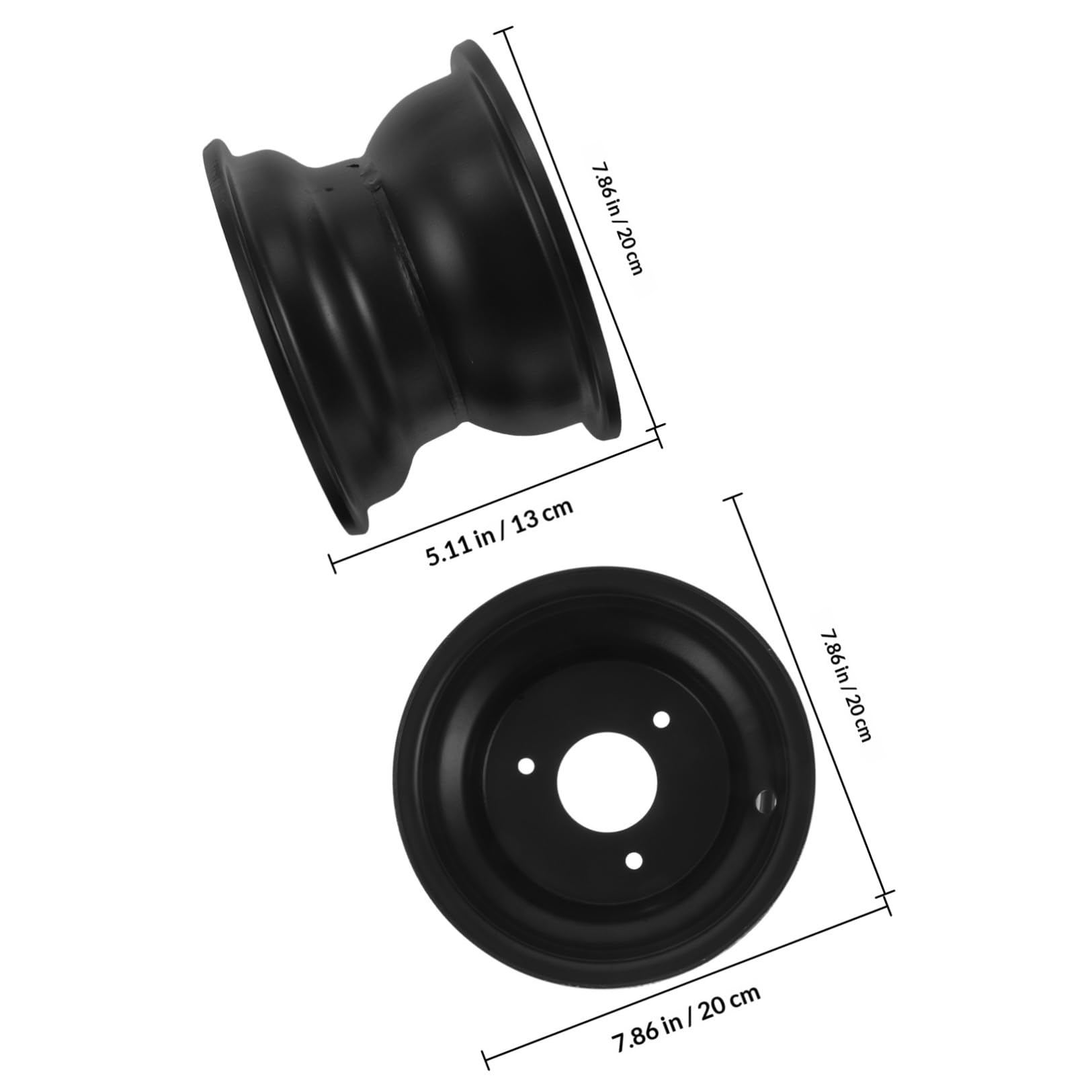 Cerchione Ruota Atv 16x8-7 Pollici a 3 Fori in Ferro Nero per Quad da Spiaggia, Montaggio Cerchione Go Kart, Set Cerchi per Tutti i Veicoli, Compatibile Quad 50-125cc, Uso