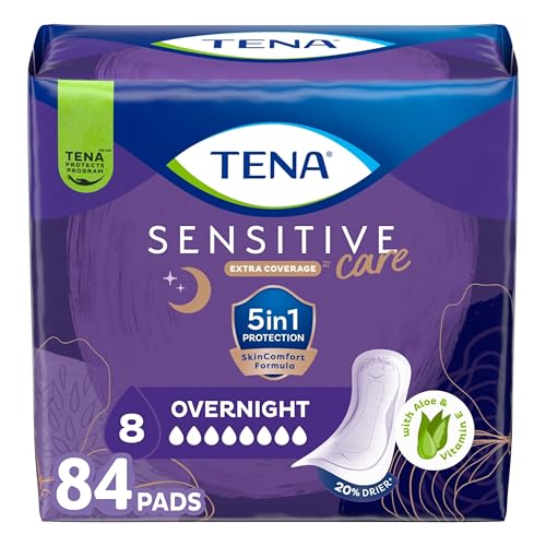 Tena Incontinence Pads, Bladder Control & Postpartum for Women, Overnight Absorbency, Extra Coverage, Intimates - 84 Count