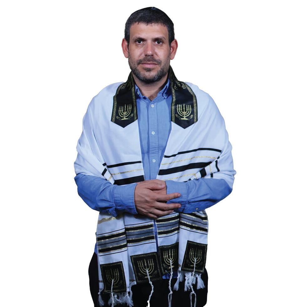 Tallit Prayer Shawl with Matching Bag 24"x72", Certified Kosher,with Kumi Ori on neckband,Made in Israel.