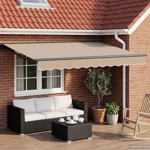 TerTide Toldo Exterior, Toldo Motorizado, Toldos Exterior Terraza, Toldo Retractil Exterior, Toldo Retráctil Eléctrico Beige y Antracita 2,5 x 2 m