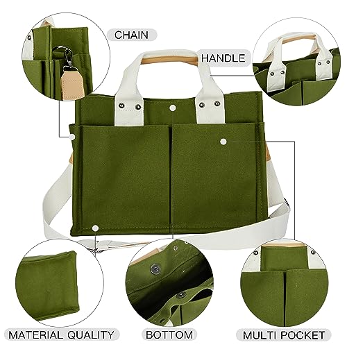 Simple and Fashionable Multi Pocket Canvas Tote Bags for Women4