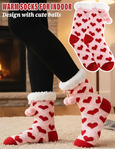 Image of MOGGEI Fuzzy Slipper Socks for Women, Warm Cozy for Winter, Non Slip Grips