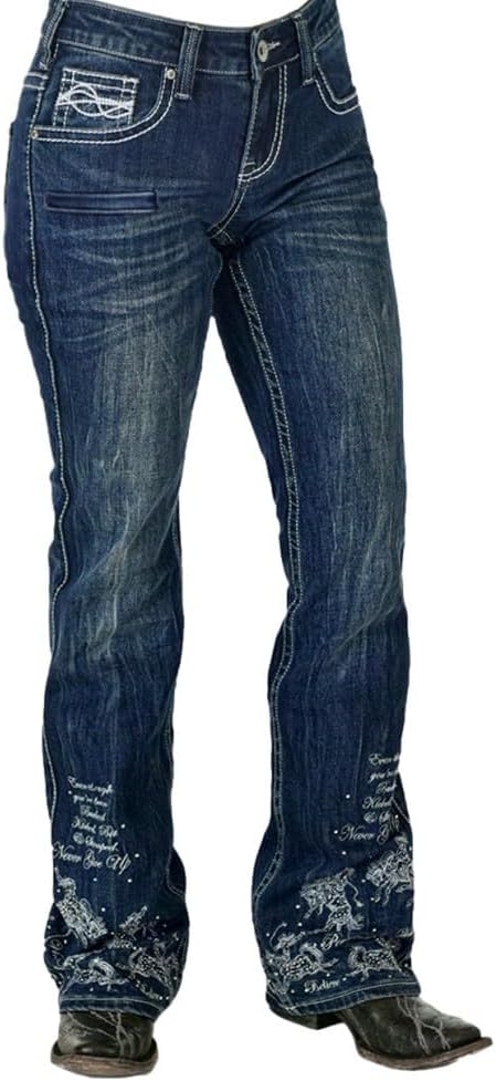Cowgirl Tuff Western Jean Women Bootcut 25 Anniversary Med Wash JTFABT