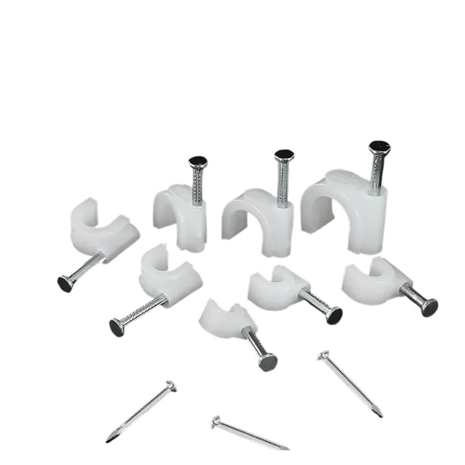 Clips de câble Ronds Attaches de câble rondes en fil d'acier et plastique(18mm 50 tablets/pack)
