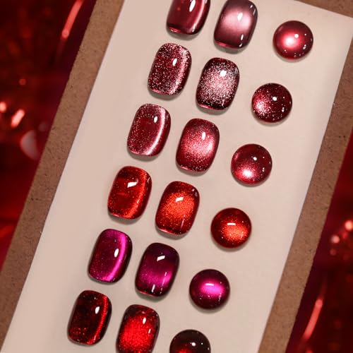 Born Pretty Christmas Red Cat Magnetic Eye Gel Nail Polish Set,6 ...