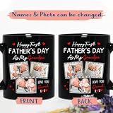 Happy First Father's Day As My Grandpa Mug, Personalized Name Year & Photo Grandson Granddaughter Coffee Mug Cup Gift For Grandpa Grandfather Grandad, Custom New Grandpa Black Ceramic Mug 11 Oz 15 Oz