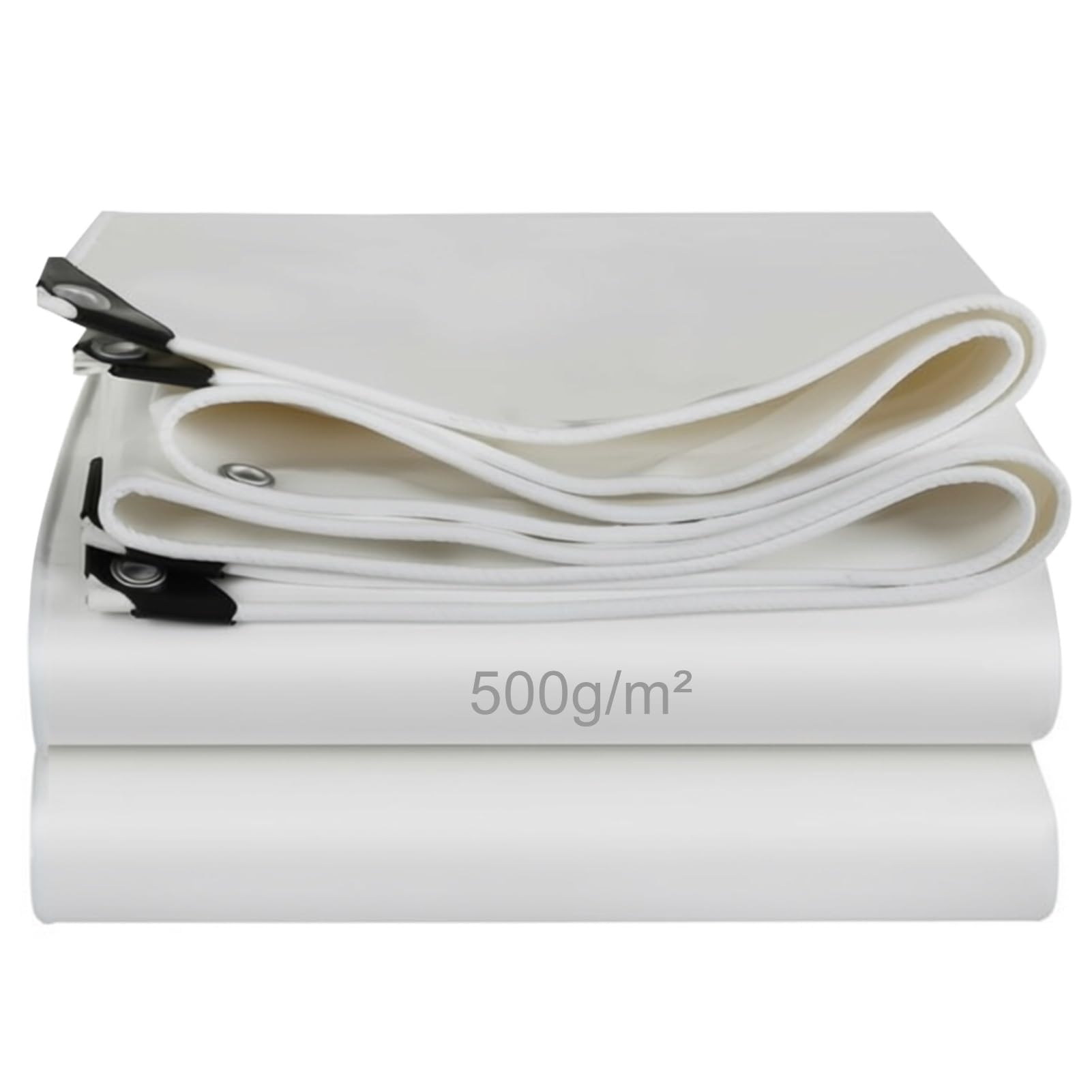 White Tarpaulin Waterproof Heavy Duty 1.8x2.4m/2x5m/1x1.2m/3x4m PVC Tarp 500g/m² Multipurpose Canvas Plastic Sheet - Cover Garden Furniture Shed Market Stall(5x6m(16.4ftx19.7ft))
