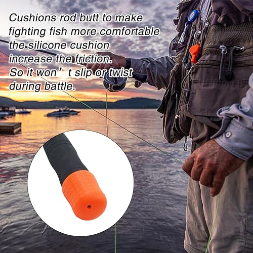 Coussin de canne à pêche silicone antidérapant protection orange durable - 8