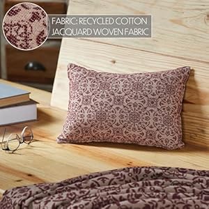 VHC Brands Custom House Burgundy Tan Jacquard Pillow 95×14