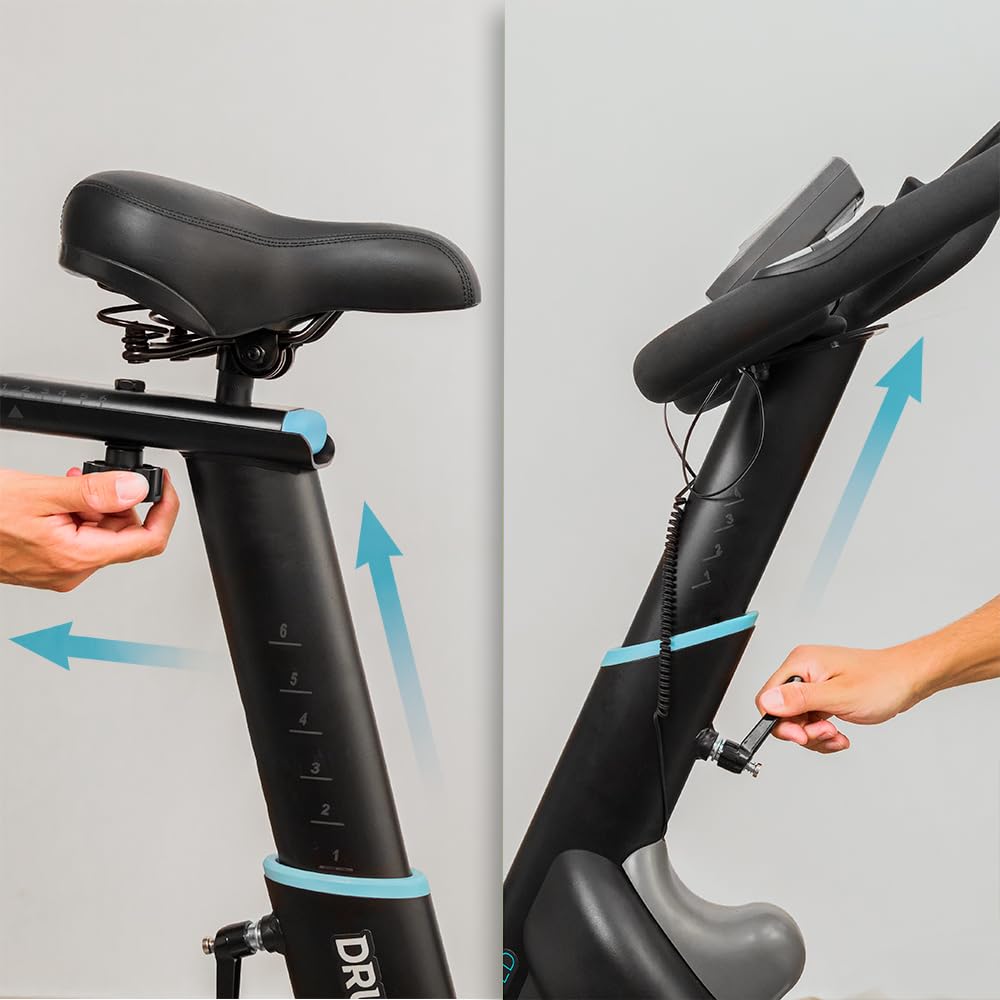 Cecotec Wewnętrzny rower treningowy z rezystancją magnetyczną i kierownicą bezwładnościową 24 kg DrumFit Indoor 24000 Magnetic Connected. APP, 8 poziomów rezystancji, regulowany ekran, siodełko i