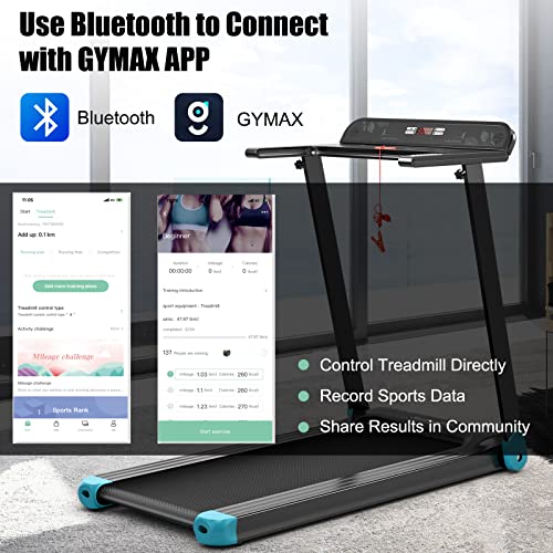 Image of GYMAX Folding Treadmill, 3.0HP Free Installation Running Machine with Bluetooth Speaker, HD Touch Screen Monitor, Smart APP Control, Silent Jogging Walking Machine for Home Office
