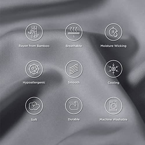 Bedsure Cooling Pillow Cases Standard Size - Grey Rayon Derived From Bamboo Pillowcase, Soft & Breathable Pillow Covers With Envelope Closure For Kids, Gift For Hot Sleepers In Summer, 20X26 Inches #TOP4