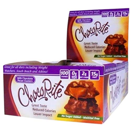 ChocoRite - Diet Bar | Milk Chocolate Pecan Clusters | High Fiber, Low Calorie, Low Carb, Low Fat, Low Sugar, (16/Box)