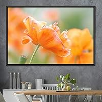Framed Canvas Wall Art Bright Flowers Closeup Colorful Cool Floral Multicolor Petal Photography Realism Romantics - 16x24 inches
