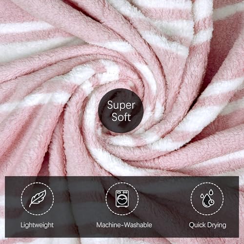 Image of Cortina Stripe Printed Towels for Bath (70 x 140 cm) 380 GSM Microfiber, Ultra Soft, Highly Absorbent & Quick Dry for Gym, Beach & Bathroom Towels for Men, Women & Kids (Pink Big Stripe)