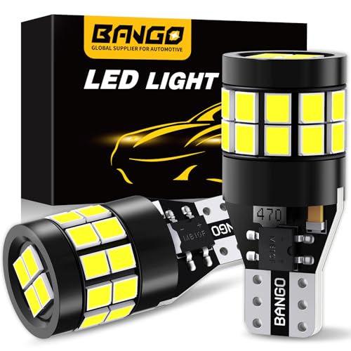BANGO 912 921 LED Bulb for Backup Reverse Light 6000K White Non-polarity CANBUS Error Free Super Bright T15 906 922 W16W LED Replacement Bulbs for Back Up Daytime Running Lights Pack of 2