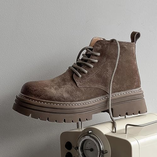 Men's Platform Chukka Boots Fashion Suede Chunky Heel Ankle Boots Casual Lace up Side Zip Lug Sole Non-Slip Motorcycle Boots2