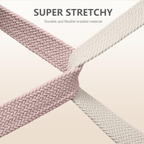 Maledan Compatible with Fitbit Versa 2 Watch Bands for Women Men, Soft Braided Stretchy Breathable Bracelet Replacement Bands for Fitbit Versa 2/ Versa Lite/Versa SE/Versa Strap Accessories, Pink