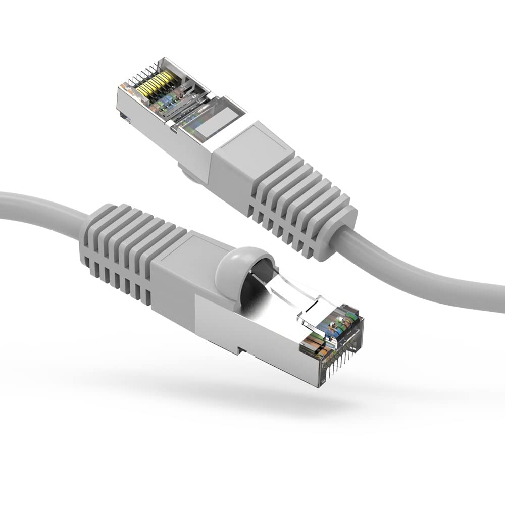 C&E 10ft (3M) Cat6 Shielded (SSTP) 26AWG Ethernet Network Booted Cable 10 Feet (3 Meters) Gigabit LAN Network Cable RJ45 High Speed Patch Cable, Gray (10 Pack)