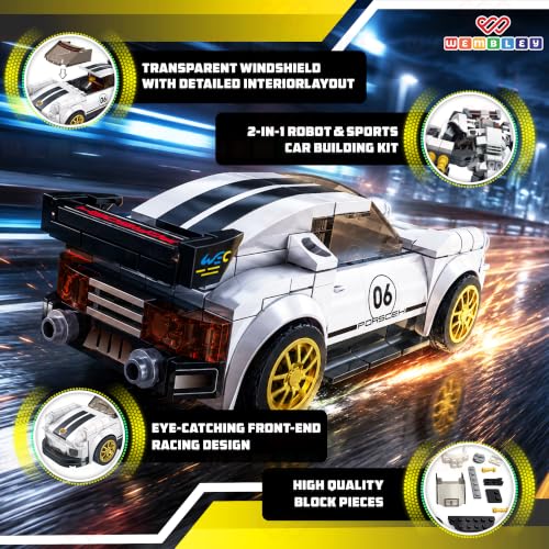 Image of Wembley Race Mechanic Series-241 PCS |2-in-1 Sports Car & Robot Building Blocks Set | STEM Construction Toy for Kids 3+ Years | Educational Building Kit | Ideal Gift for Boys and Girls
